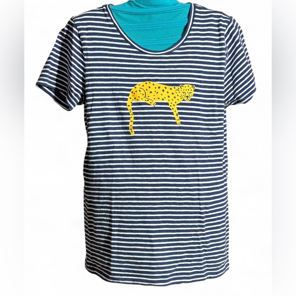 J Crew Factory Women's Striped Cheetah Collectors T Shirt Sz XS